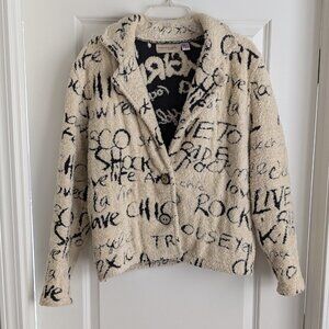 Vintage Painted Pony Print Rock Chick Blazer Western Coat, Cream Black